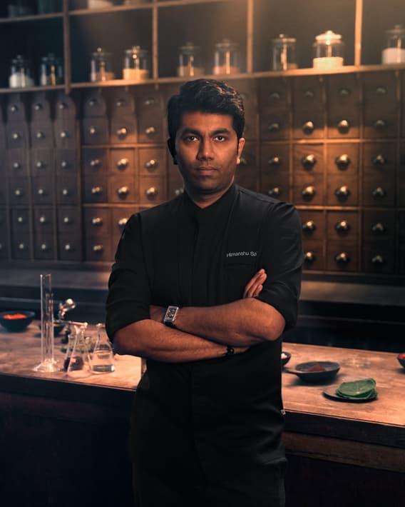 Chef Himanshu Saini, Jaeger-LeCoultre ambassador, wearing the REVERSO TRIBUTE CHRONOGRAPH watch Q389257J