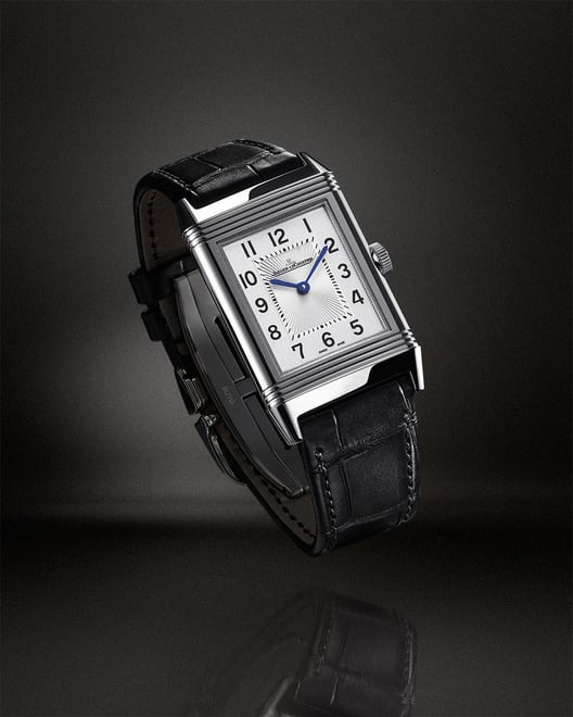 Reverso Classic watch Monoface Small Seconds Stainless-steel Brown leather strap front - Q3858522