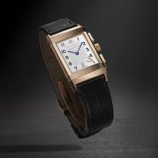 Levitation asset of an heritage Jaeger-LeCoultre Reverso Watch on a black background