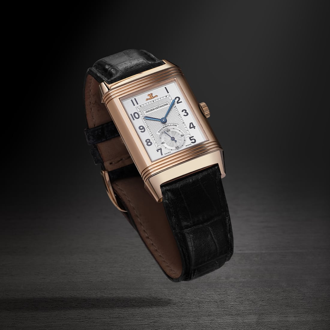 Pink Gold Men Watch Manual winding Reverso Tribute Duoface Tourbillon