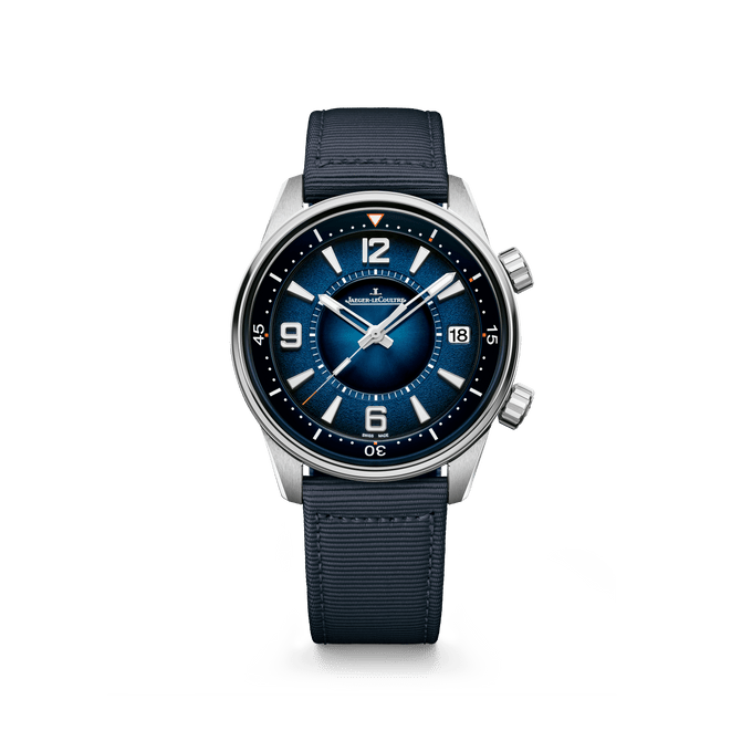 Jaeger-LeCoultre Polaris Date Q9128981: The 40mm Polaris Date has a gradient blue dial.