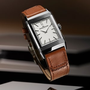 Imagen de reloj Jaeger-LeCoultre flotando, un Reverso Tribute Monoface en acero inoxidable con la esfera gris plateada - Q7168420