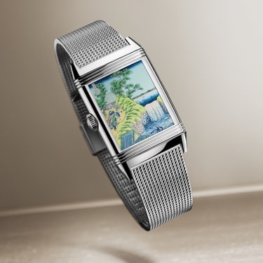 White Gold Reverso Tribute Enamel Hokusai Man Watch Q39331T9
