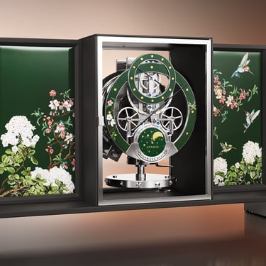 Atmos Regulateur Enamel Colibris Clock Q5604305 | Jaeger-LeCoultre