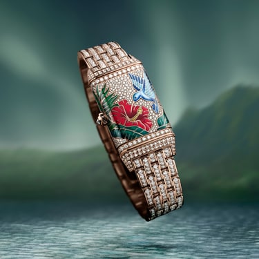 Pink Gold Full Set Reverso One 'Hibiscus Rosa' Woman Watch