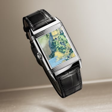 White Gold Reverso Tribute Enamel Hokusai Man Watch Q39334T8