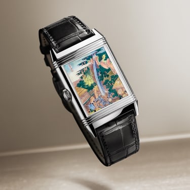 White Gold Reverso Tribute Enamel Hokusai Man Watch Q39334T7