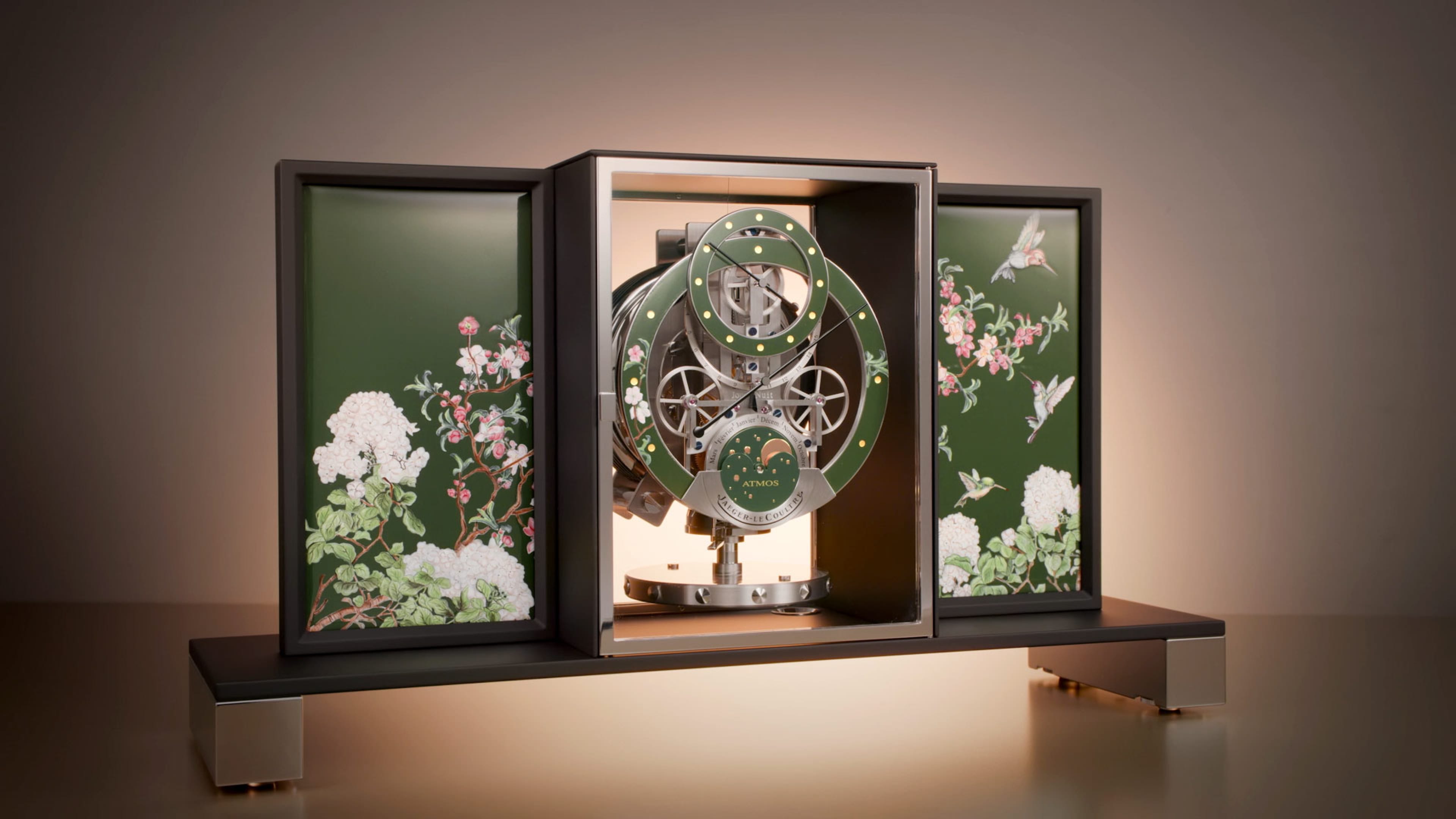Atmos Regulateur Enamel Colibris Clock Q5604305 | Jaeger-LeCoultre